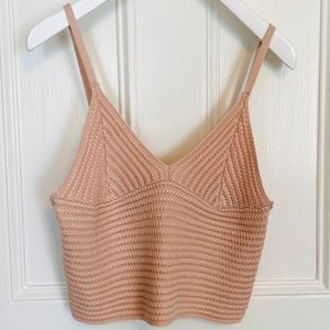 Pale Pink Knit Cami Crop Top